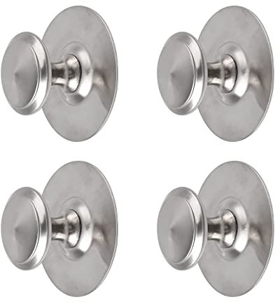 MOROBOR Stainless Steel Drawer Knobs, 4pcs Self-Stick Instant Cabinet Handle Pulls, Adhesive Sliding Door Stick On Handle with Mounting Screws for Glass Cabinet Cupboard Drawer (Bright Silver)