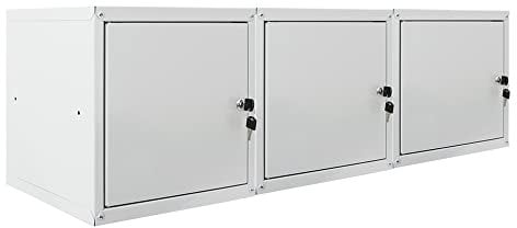 PROREGAL Mega Deal 3X Schließfachwürfel Cubic HxBxT 35x35x35cm Grau Schließfachschrank Metallspind Wertfachschrank Umkleideschrank 3 Fächer