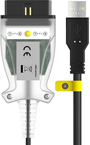 Rapid Revive – K+CAN K+DCAN OBD2 For BMW Diagnostic Tool Cable OBD To USB With Switch Button E Series Coding NCS INPA EDIABAS E93 E87 E70 K-Line Tool32 OBDII Windows Compatible 2 In 1 Lead KCAN DCAN