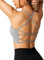 ZAAYO Damen Gym BH Gepolstert Crossback Fitness Sport Bra Abnehmbarer Brustpolster Yoga Tops Gestrickte Nahtlose Sportbekleidung Hellgrau Large
