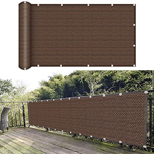 Balkon Sichtschutz Balkonabdeckung 90 x 700 cm Reißfest UV-Schutz atmungsaktiv Balkon Sichtschutz Windschutz mit Kabelbinder Ohne Bohren für Balkon Zaun Terrassen Garten, Braun