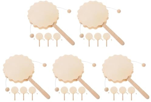 VILLCASE 20 Stück Baby Rassel Holz Musik Spielzeuge- Unbemalt Rasseln aus Holz - Holzrassel Baby - Unvollendete Kinderrassel Rassel Baby Musik Instrument für Unterwegs Maracas Holz