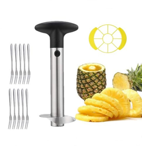 Machine de Découpe d'ananas, Mise à Niveau et Renforcée Machine de Découpe en Acier Inoxydable, Tranchant, Couteau à Ananas, Facile à Nettoyer, Maison et Cuisine Machine de Découpe de Fruits
