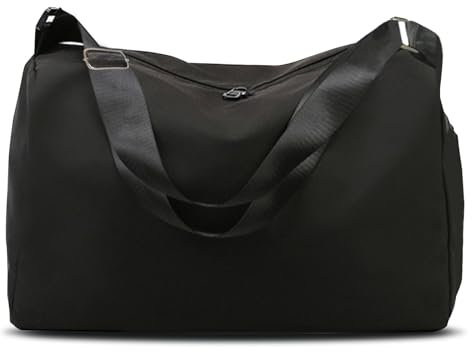 AYNKH Sporttasche für Herren und Damen, wasserdicht, große Kapazität, Wochenend-Reisetasche, leicht und langlebig, Handgepäcktasche für Arbeit, Sport, Yoga, Schwimmen, Wandern, Camping, Schwarz ,