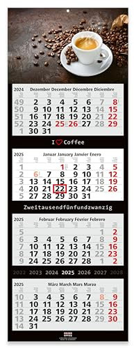 4-Monats-Wandkalender 2025 Großformat 33 x 90 cm mit attraktivem Kochen -Bildmotiv Geiger-Office (COFFEE 1)