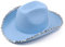 Vintage Cowgirl Hut mit gebogenen Pailletten Krempe Damen Herren Filz Damen Cowboy Hüte Party Top Bonnet Frauen Cosplay Hut Blau Farbe Cowboy Hut für Frauen Männer Cowboy Hüte für Frauen Männer