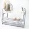 DIVCHI 2-Tier Dish Drying Rack Large Capacity Plastic Dish Drainer, Utensil Holder, Drain board - Kitchen Counter, Over Sink Organizer for Plates, Bowls, Cups (Silver)