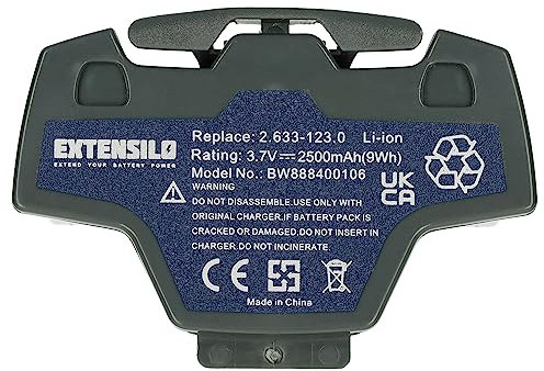 EXTENSILO Battery compatible with Kärcher WV5 Plus, WV7, WV70, WV6 Plus, WV6, WV5 Premium, WV60 Home Cleaner Grey (2500mAh, 3.7 V, Li-ion)