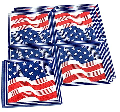 ULTECHNOVO US Flagge 80 Stk Handtuch Wegwerfservietten USA-Flaggen Hochzeitsgeburtstag Partyservietten Dekor Papierservietten Unabhängigkeitstag Servietten Papierfach schmücken Tischdecke