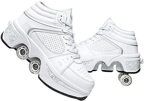 JinFugron Roller Schuhe, Schuhe mit Rollen rollerskates mädchen Männer, Skateboard Schuhe Bequem Und Atmungsaktiv Quad Skates Verstellbare Rollschuhe Verstecktes Rad Sneaker mit Rollen