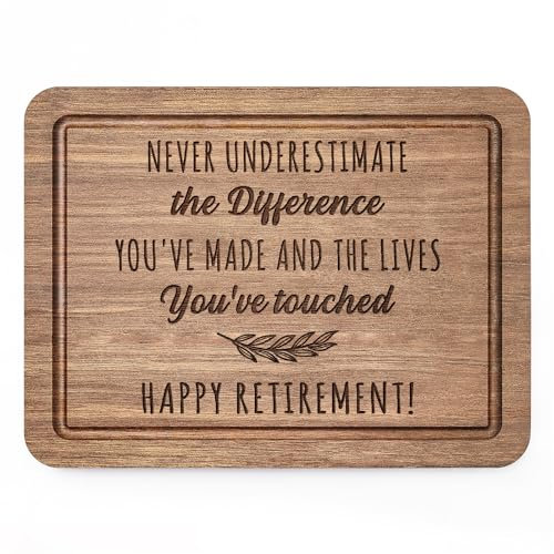 Leebbsin Retirement Gifts for Women Men- Wooden Chopping Board Engraved with Heartwarming Message- Retirement Decorations/Gifts for Friend Families Teacher Nurses Coworker Bosses, 11*8.5