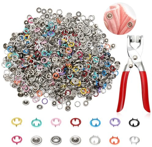 200 juegos de botones a presión, juego de botones de presión de metal multicolor con pinzas a presión, ojales para ropa infantil, costura, manualidades, bolsas de tela