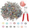200 Sets Druckknöpfe, Druckknöpfe Set Bunt Metall mit Druckknopfzange, Ösen Druckknöpfe für Kinderkleidung Nähen DIY Basteln Stoff Taschen