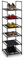 Relaxdays Schuhregal, 6 Ebenen, HBT: 106x33x33 cm, Metall Schuhablage, Stoff Ablage, schmales Schuhgestell, schwarz/grau