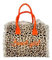 Generico SEAMAR Borsetta Mare Leopard HandBag Casual a Manico Corto con Zip 100% Cotone 30x24x14cm Borsa Spiaggia (Sabbia)