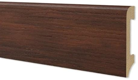 Battiscopa in duropolimero effetto legno noce - Zoccolo da cucina 2000x75x14 mm - Battiscopa resistente agli urti