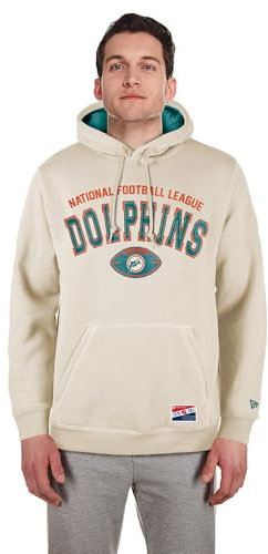 MIAMI DOLPHINS New Era Cap NFL 3rd Down Hooded Pullover Classic Stone Official Team Color Unisex M