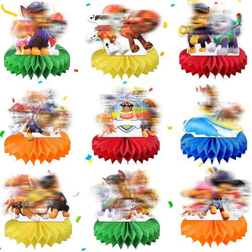 Tischdeko Geburtstag, 9 Stück Dog Honeycomb Dekorationen Geburtstagsdeko Tischdekoration Geburtstag Jungen Kindergeburtstage Party Tischdeko für Geburtstag Kinder