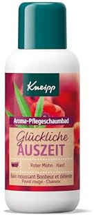 Kneipp Aroma-Pflegeschaumbad Glückliche Auszeit Reisegröße - Badezusatz mit natürlichen Ölen aus rotem Mohn & Hanf - stimmungsvoller Duft - für ein weiches & geschmeidiges Hautgefühl - 100ml