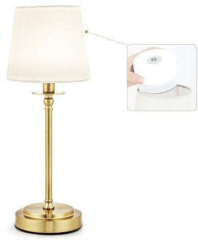 LuminexDesigns Rechargeable Cordless Table Lamp with Removable Portable Magnetic Bulb, LED Desk Lamp with Fabric Shade, Gold
