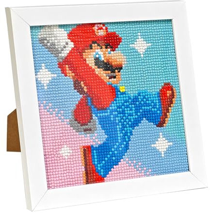 LAISU Diamond Painting mit Rahmen für Kinder ab 6 Jahre, Jugendliche und Erwachsene Anfänger, Kleine 20x20cm Super Bros 5D Diamant Malerei Bilder, DIY Mosaik Kunst Bastelset für Jungen Mädchen