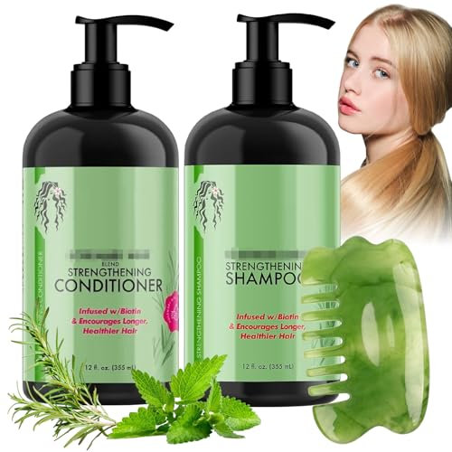 3 Stück Rosmarin Shampoo 335ml Rosemary Shampoo und Rosmarin Conditioner Gegen Haarausfall Kopfhautkamm Haarspülung Set für Haare & Kopfhaut für Alle Haartypen