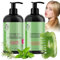 3 Stück Rosmarin Shampoo 335ml Rosemary Shampoo und Rosmarin Conditioner Gegen Haarausfall Kopfhautkamm Haarspülung Set für Haare & Kopfhaut für Alle Haartypen