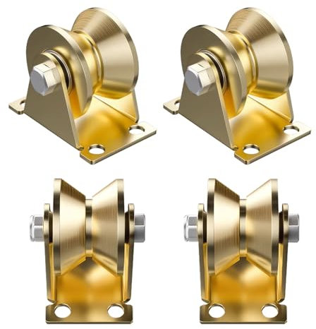 4 Stück V-Nut Stahl Lenkrolle, Umlenkrollen mit Kugellager für Seile, Schwerlastrollen für Flaschenzugsystem,Industriemaschinen, Wäscheleine,Rolltore, Invertierte,Drahtseile(Seilrolle Tragkraft 210kg)