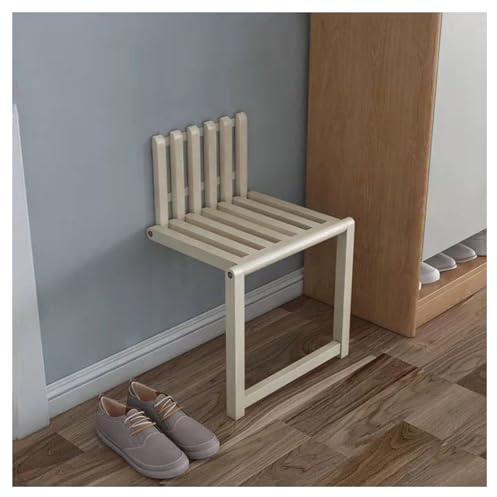 NQNFWCRJ Unsichtbarer Wandklappstuhl aus Massivholz Höhe 35 Zentimeter mit Stützbeinen Badezimmersitz Ausgeschnittenes Design Leicht zu Reinigender Klappstühle 90° Klappbar