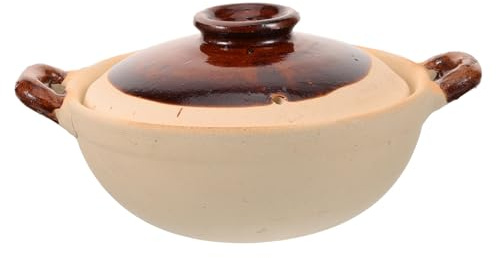 COLLBATH Olla de Barro para Cocinar Cazuela de Barro Elementos Esenciales de Cocina para Barbacoa Apta para Hornos Capacidad de Material de Cerámica Resistente al Calor para Estofados
