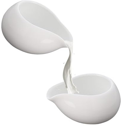 Sgphrzlt 2 Pack Mini Ceramic Creamer Pitcher for Milk Syrup, 100 ml Small Gravy Boat, Porcelain Dipping Sauce Bowl Cup Container for Tea Coffee, Serving Dispenser Accessories, White