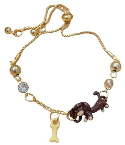 Vdaxvme Schönes Dackel-Armband, handgefertigt, Legierung, Handgelenkkette, Verzierung für Tierliebhaber und Mode, 185cm, Metall