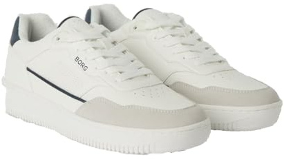 Björn Borg Sneaker, Kunstleder, Mesh-Futter, Recycelte Polyester-Innensohle für Männer (Weiß, EU Schuhgrößensystem, Erwachsene, Herren, Numerisch, M, 45)