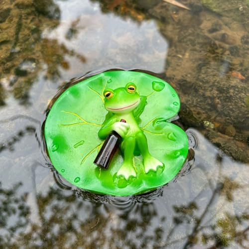 Sixfox Miniteich-Teichdeko Schwimmende Frosch-Deko aus Harz, für Garten, Balkon und Teiche - Dekoration (M)