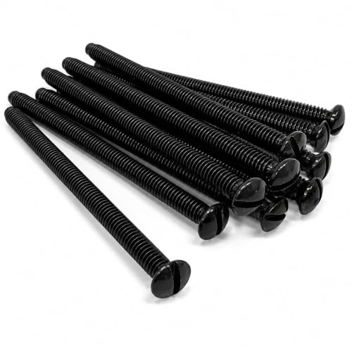 M3.5 x 25mm Black Electrical Machine Screws – Pack of 10 | Light Switch & Plug Socket Screws for Back Boxes, Slotted Head