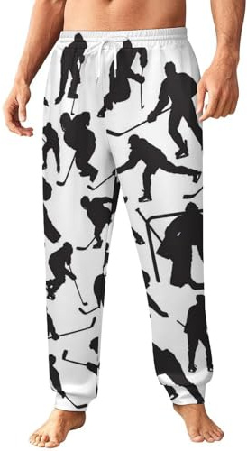 LZNJZ Herren-Jogginghose mit Taschen, Cartoon-Eishockey-Jogginghose für Herren