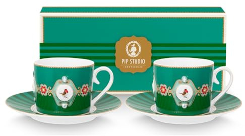 Pip Studio Love Birds Medallion Emerald-Green Tasse mit Untertasse 0,2l Set2