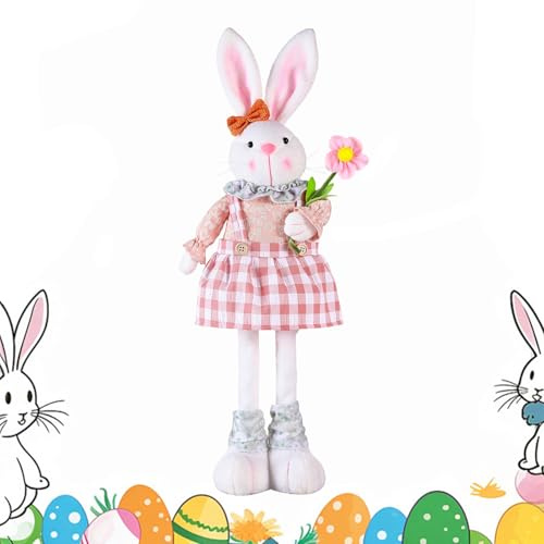 badaren Coniglio Pasquale, Conigli Pasquali, Allungabile, Alto 12,6 in, Si estende Fino a 18,9 in, Grande, Grazioso, per Regalo Pasqua, Decorazioni Pasquali, Regalo Compleanno (A)