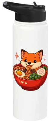 Fox with Noodles Ramen Kawaii Fox Stainless Steel Insulated Water Bottle