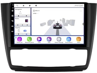 Auto-Multimedia-Player 2 Din für BMW Serie 1 E81 E82 E87 E88 2004-2011 mit Bluetooth Fm Radio, Mirror Link, USB, Aux, Bluetooth Unterstützt Tpms Lenkradsteuerung, 4 Kern 1G+16G