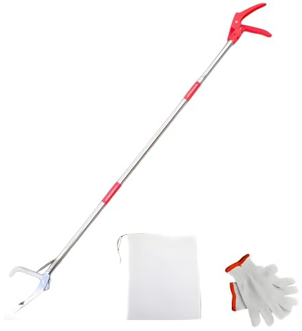 yeeplant Schlangenzange, Edelstahl Schlangengreifer Werkzeugset, 50 in / 127 cm extra lang, klappbar mit Handschuhen und Tasche, Vierzahnbacken, schützend