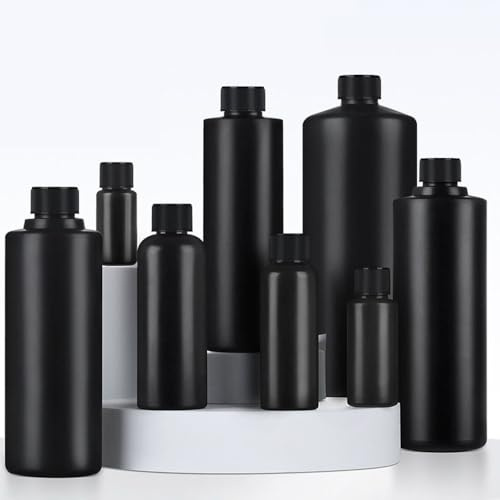SXQIX 20PCS Empty Black HDPE Plastic Squeeze UV Glue Ink Bottles Light Proof Ink Bottle With Screw Cap For DIY Paint Pigment Oil Refillable Containers (10ML)