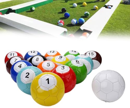 Aufblasbare Billard-Fußball-Fußball-Snooker-Bälle, Tischspiele, 16-teiliges Leder-Fußball-Pool-Kick-Billard-Set, riesiges Snooker-Straßenspiel, für Garten-Hinterhof-Spielzimmer