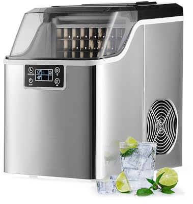 CO-Z Eiswürfelmaschine 22kg/24h, Edelstahl Eiswürfelbereiter mit Selbstreinigung, 24 Würfel in 11-20 Min, LCD-Display Eismaschine für Zuhause, Büro, Bar und Gastronomie