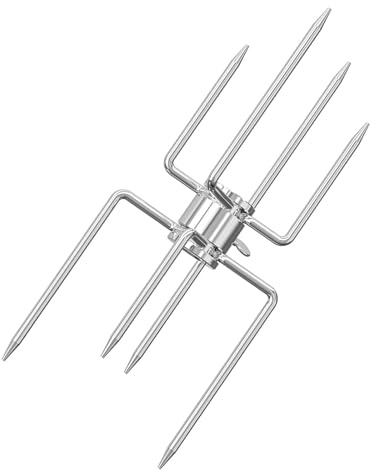 Fourchette de barbecue à 8 dents en acier inoxydable, fourchette à griller d ' extérieur, adaptée grillades et rôtissoires en plein air, gril céphalopode à double tête