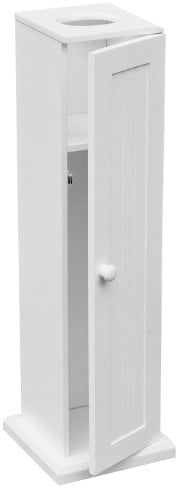 Premier Housewares 1600950 Toilet Roll Holders / Storage White Wood / Stand For 5 Rolls 20 x 20 x 65