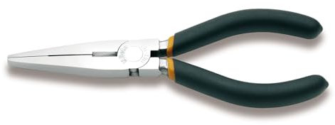 Beta 1162 200 - Pinze a becchi piatti lunghissimi diritti zigrinati, cromate, manici ricoperti con 2 strati di PVC antiscivolo