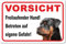 AdriLeo Schild - Vorsicht Rottweiler - Freilaufender Hund - (20x30cm) / Achtung Wachhund robust langlebig UV-beständig wetterfestes Warnschild