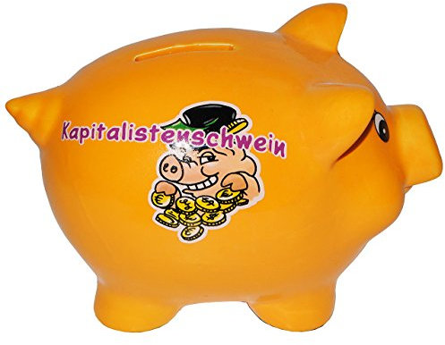 alles-meine.de GmbH XL Spardose Kapitalistenschwein - stabile Sparbüchse - aus Porzellan/Keramik - Sparschwein lustig witzig - Kapital & Geld - Reisekasse Urlaub Reisen - f..