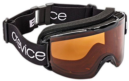 Black Crevice Skibrille im Frameless Design I Ski-Brille in verschiedenen Farben I Snowboard-Brille I bruchfeste Doppelscheibe I Anti-Fog-Beschichtung & UV 400 Schutz I größenverstellbar